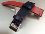 Rolex Pepsi Bezel GMT Watch Strap, Leather Watch Strap 20mm, Blue and Red Watch Band - eternitizzz-straps-and-accessories