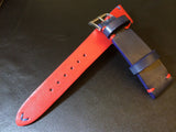 Rolex Pepsi Bezel GMT Watch Strap, Leather Watch Strap 20mm, Blue and Red Watch Band - eternitizzz-straps-and-accessories