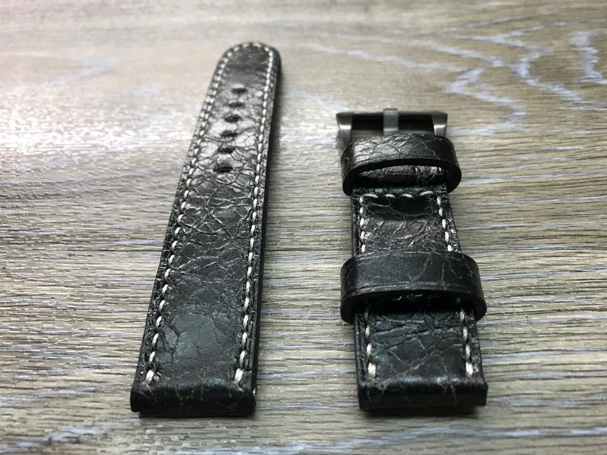 Panerai Watch Strap, Panerai Watch strap, Distress Black leather watch band, real leather watch strap, 24mm Watch Strap, 26mm Watch Band - eternitizzz-straps-and-accessories