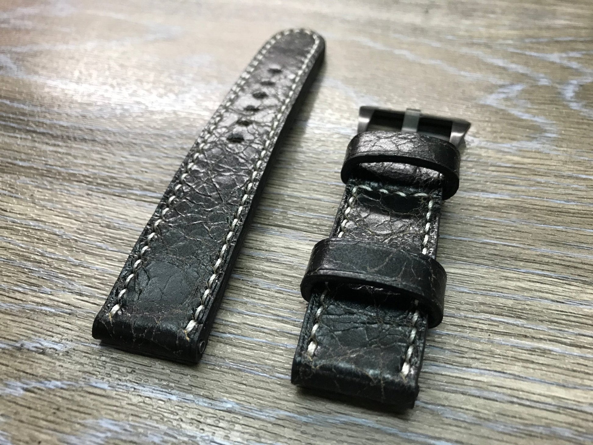 Panerai Watch Strap, Panerai Watch strap, Distress Black leather watch band, real leather watch strap, 24mm Watch Strap, 26mm Watch Band - eternitizzz-straps-and-accessories