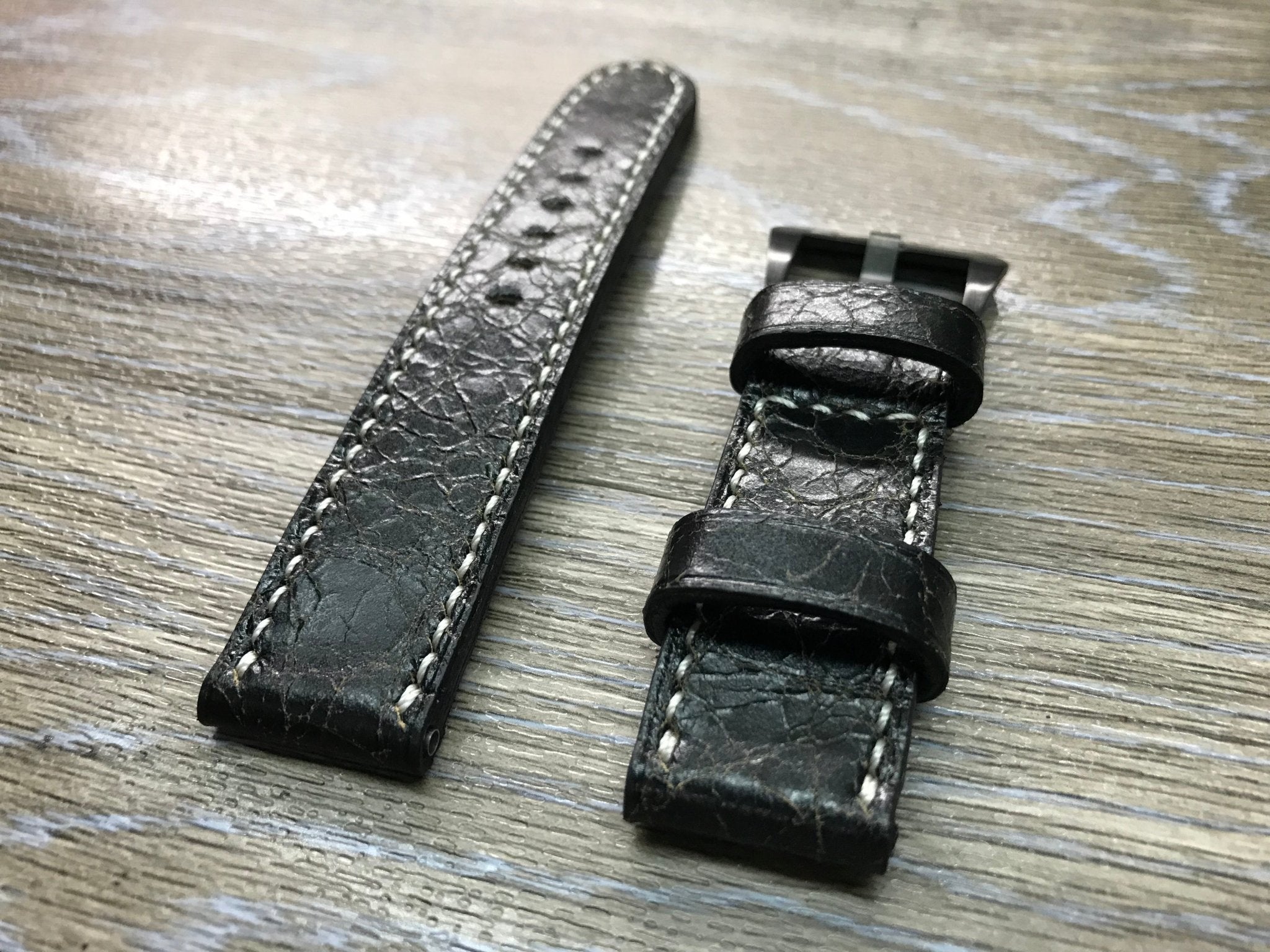 Panerai Watch Strap, Panerai Watch strap, Distress Black leather watch band, real leather watch strap, 24mm Watch Strap, 26mm Watch Band - eternitizzz-straps-and-accessories