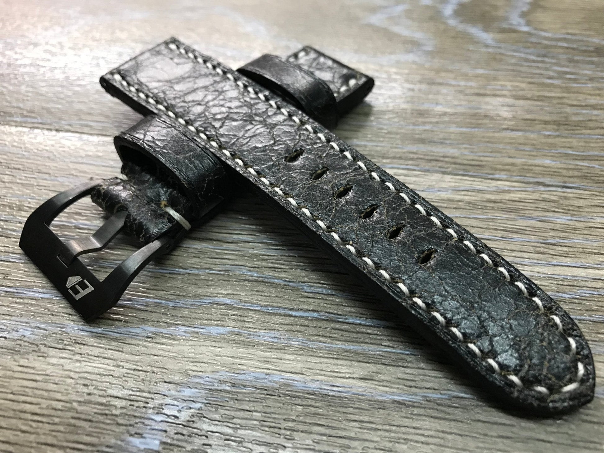 Panerai Watch Strap, Panerai Watch strap, Distress Black leather watch band, real leather watch strap, 24mm Watch Strap, 26mm Watch Band - eternitizzz-straps-and-accessories