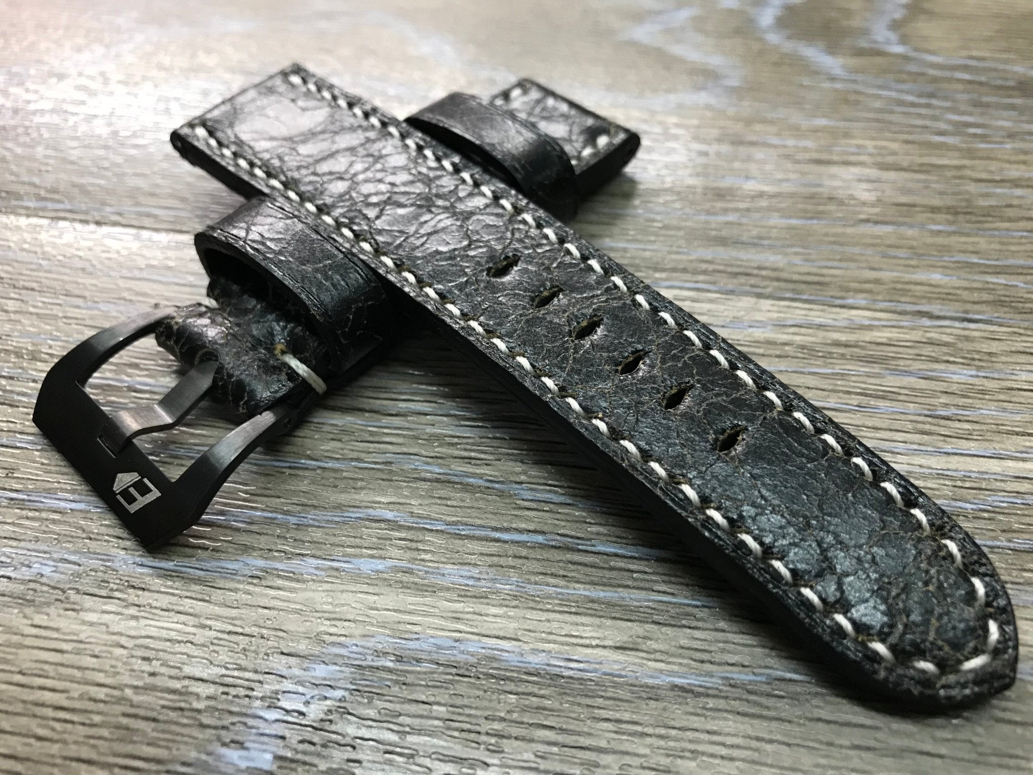 Panerai Watch Strap, Panerai Watch strap, Distress Black leather watch band, real leather watch strap, 24mm Watch Strap, 26mm Watch Band - eternitizzz-straps-and-accessories