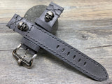 Leather Watch Straps 20mm, Gray Leather Watch Straps for Rolex Watch, IWC, Tudor