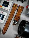 Pilot Watch Band, Leather Watch Strap 22mm, Handmade Vintage Aviator Watches Band, Brown Wristwatch band with deployant Clasp, Valentines Day Gift