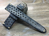 Racing & Rally Watch straps, 18mm Distress Blue Leather Watch strap, 19mm, 20mm watch band, Leather watch band for Rolex, Omega - eternitizzz-straps-and-accessories