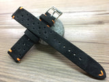 Racing Watch Straps 20mm, Rally Watch straps 19mm, Suede Leather watch band, Black Suede Leather watch Straps, 18mm watch band, FREE SHIPPING - eternitizzz-straps-and-accessories