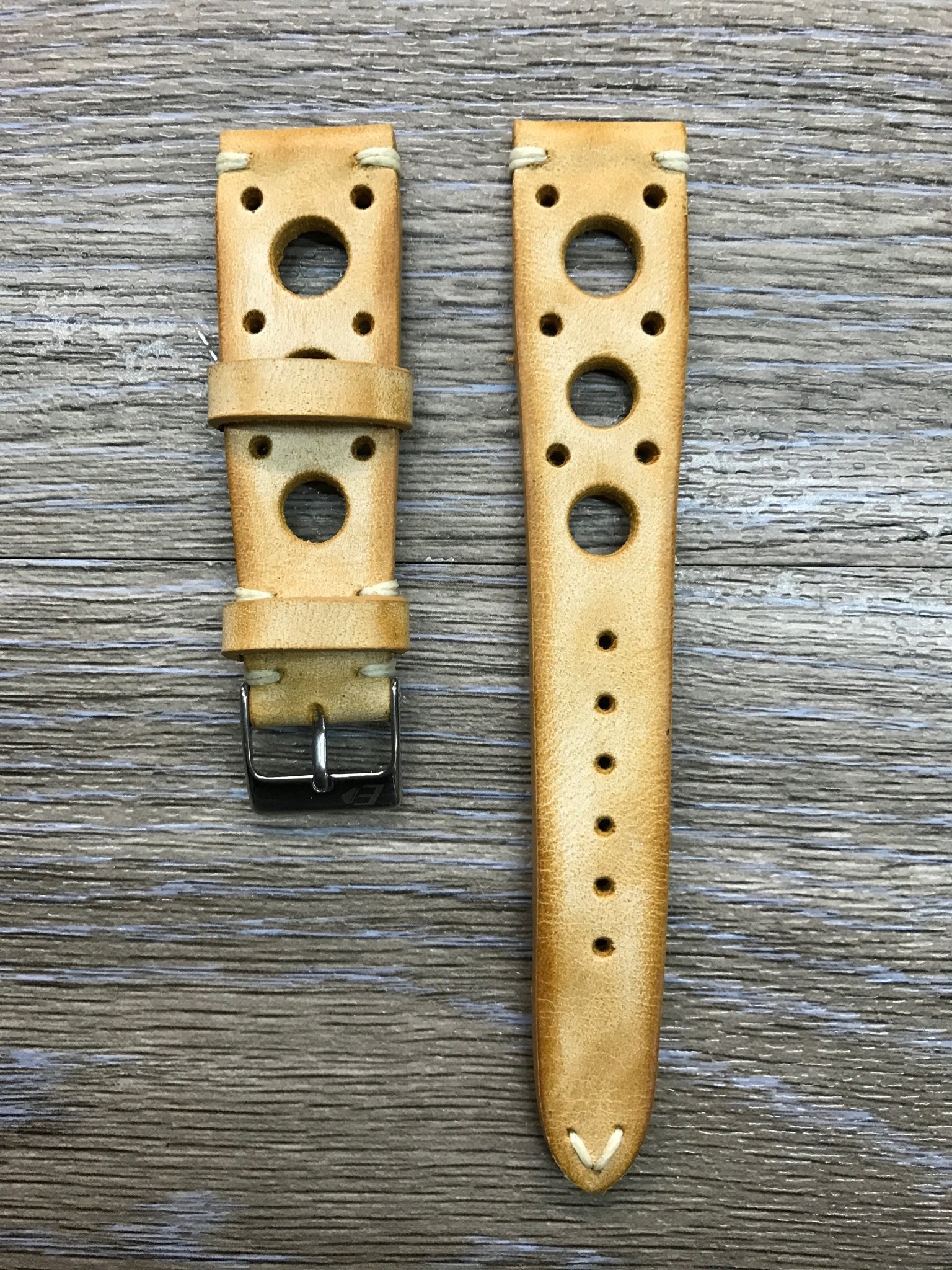 Racing Watch Straps, Leather watch band, Rally Watch straps, Vintage Beige watch band, 18mm 19mm 20mm Watch Straps, FREE SHIPPING - eternitizzz-straps-and-accessories