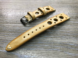 Racing Watch Straps, Leather watch band, Rally Watch straps, Vintage Beige watch band, 18mm 19mm 20mm Watch Straps, FREE SHIPPING - eternitizzz-straps-and-accessories