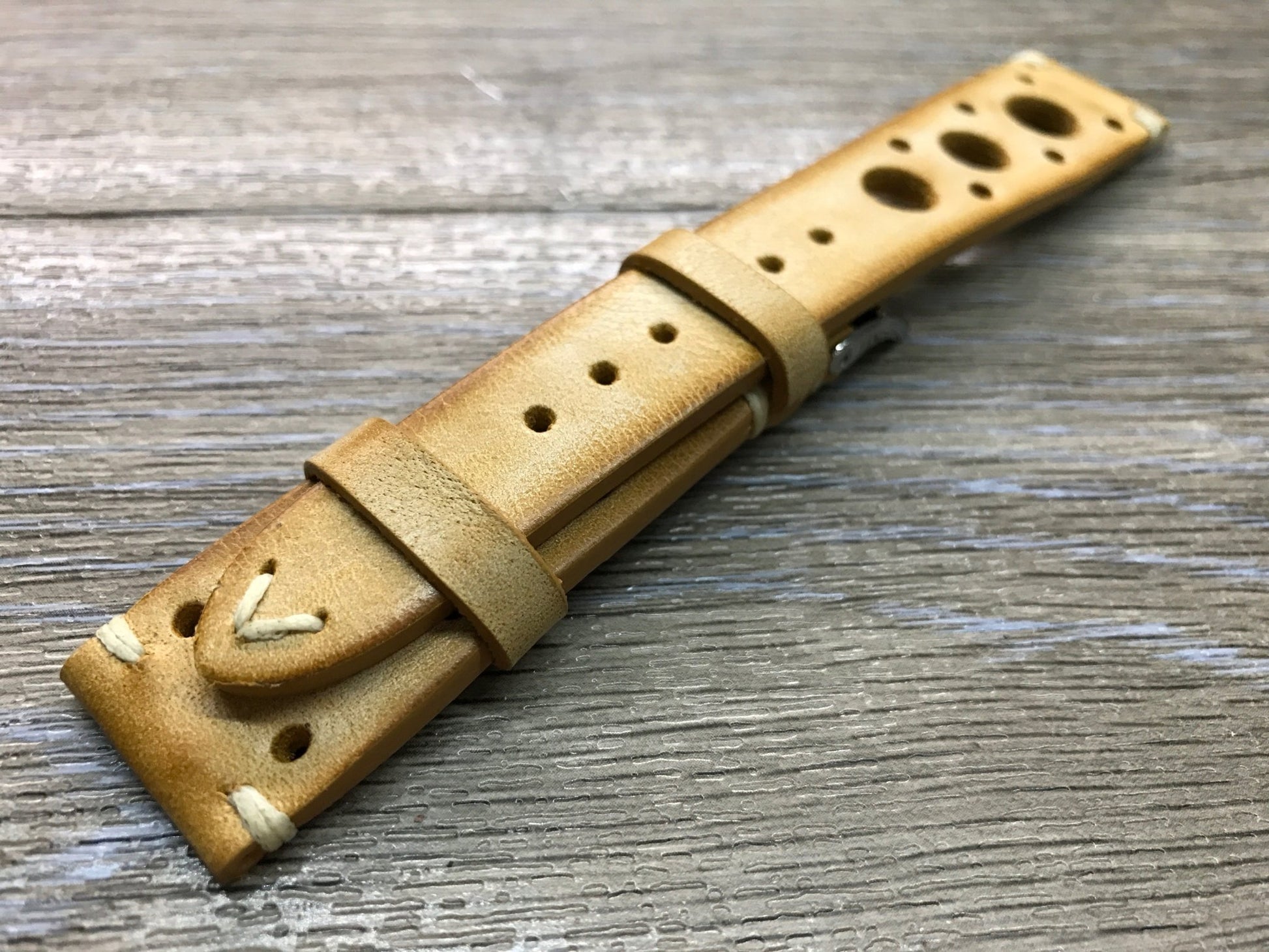 Racing Watch Straps, Leather watch band, Rally Watch straps, Vintage Beige watch band, 18mm 19mm 20mm Watch Straps, FREE SHIPPING - eternitizzz-straps-and-accessories