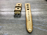 Racing Watch Straps, Leather watch band, Rally Watch straps, Vintage Beige watch band, 18mm 19mm 20mm Watch Straps, FREE SHIPPING - eternitizzz-straps-and-accessories