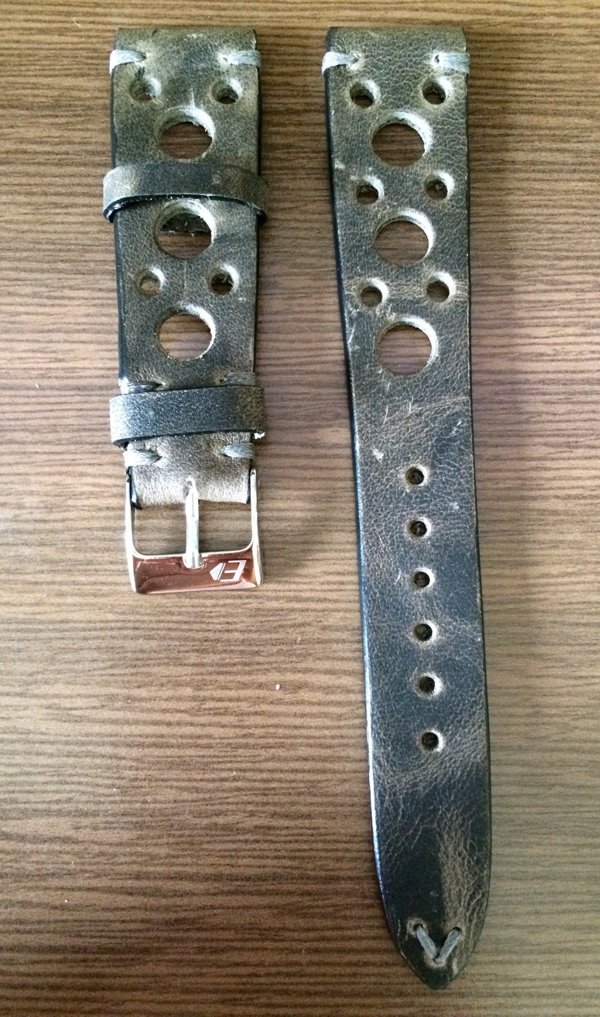 Rally & Racing Watch straps, Gray watch band, Leather watch Straps, 19mm watch strap, 18mm and 20mm watch band, FREE SHIPPING - eternitizzz-straps-and-accessories