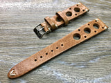 Rally & Racing Watch Straps, Leather watch band, Light Brown Watch Strap, Leather Watch Straps 20mm, 18mm, 19mm, FREE SHIPPING - eternitizzz-straps-and-accessories