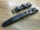 Rally & Racing Watch straps, Leather watch band, Black watch Straps, 20mm strap, 18mm 19mm and 20mm watch band, FREE SHIPPING - eternitizzz-straps-and-accessories