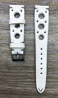 Rally Watch Straps 20mm, Racing Watch straps, Leather watch band, White Leather watch Straps 19mm, 18mm watch band, FREE SHIPPING - eternitizzz-straps-and-accessories