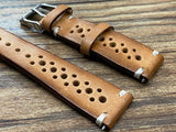 Rally Watch Straps, Leather Watch Straps, Rally Style, Vintage Brown Retro Racing Watch Band for 19mm 20mm Watch, Personalise Christmas Gift Ideas