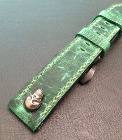 Real Leather Strap for Panerai watches (Gradual Green) 24mm/22mm - W Metal Skull - eternitizzz-straps-and-accessories