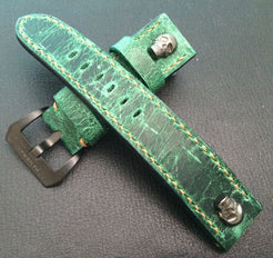 Real Leather Strap for Panerai watches (Gradual Green) 24mm/22mm - W Metal Skull - eternitizzz-straps-and-accessories