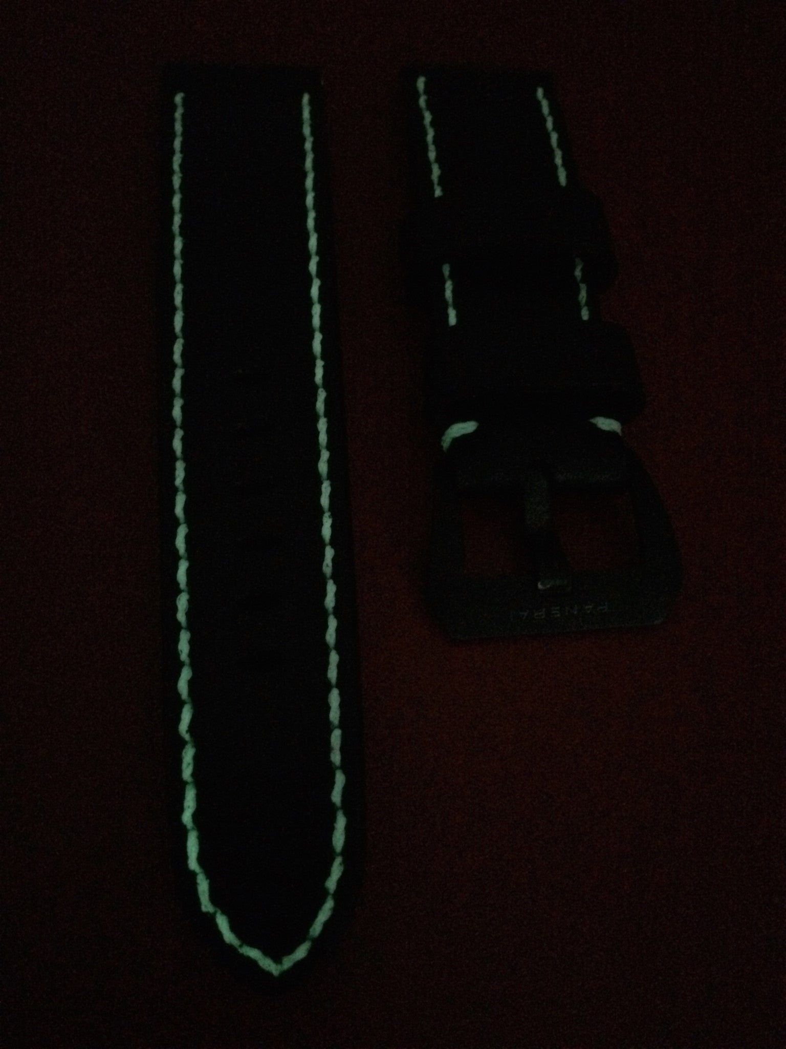 Real Leather Strap for Panerai watches (Pure Black) 24mm/22mm - With Glow In the Dark Stitching - eternitizzz-straps-and-accessories