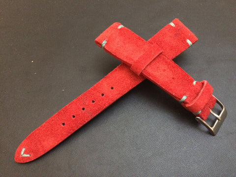 Red suede leather watch straps 20mm, Mens wristwatch Band, Anniversary gift ideas for Husband