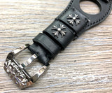 Black leather Galaxy Watch Band, 42mm Midnight Black, Rose Gold Galaxy Watch Strap