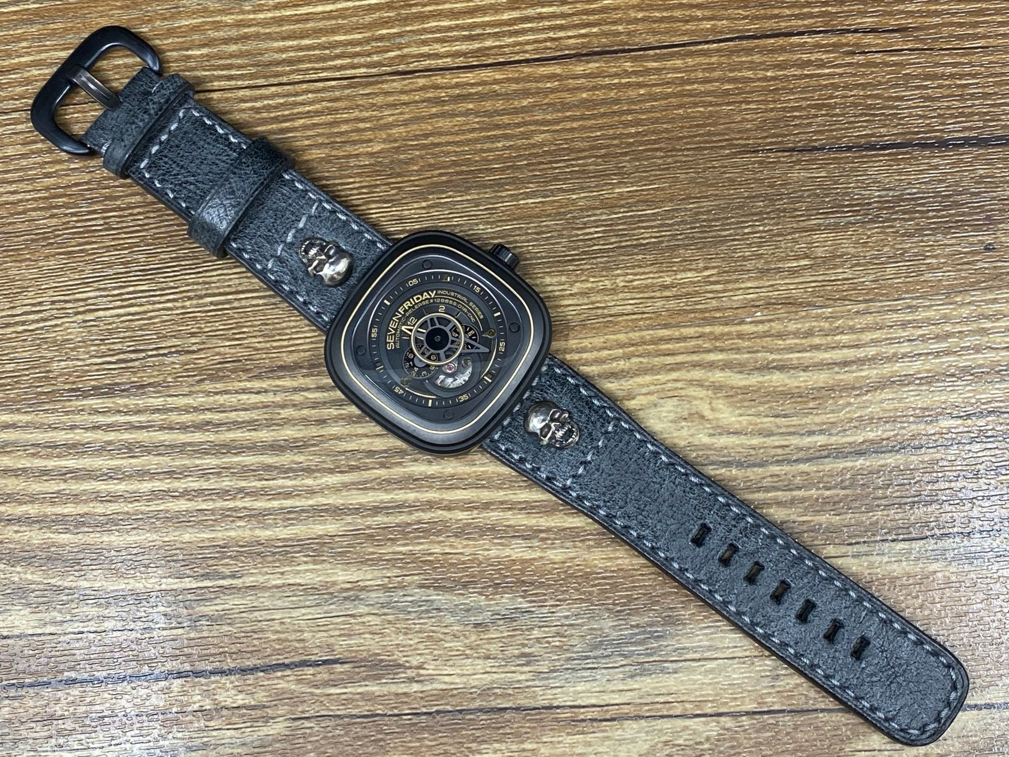 Sevenfriday Watch Strap Seven Friday Leather Watch Strap Black 24mm Sevenfriday Watch Buckle Black