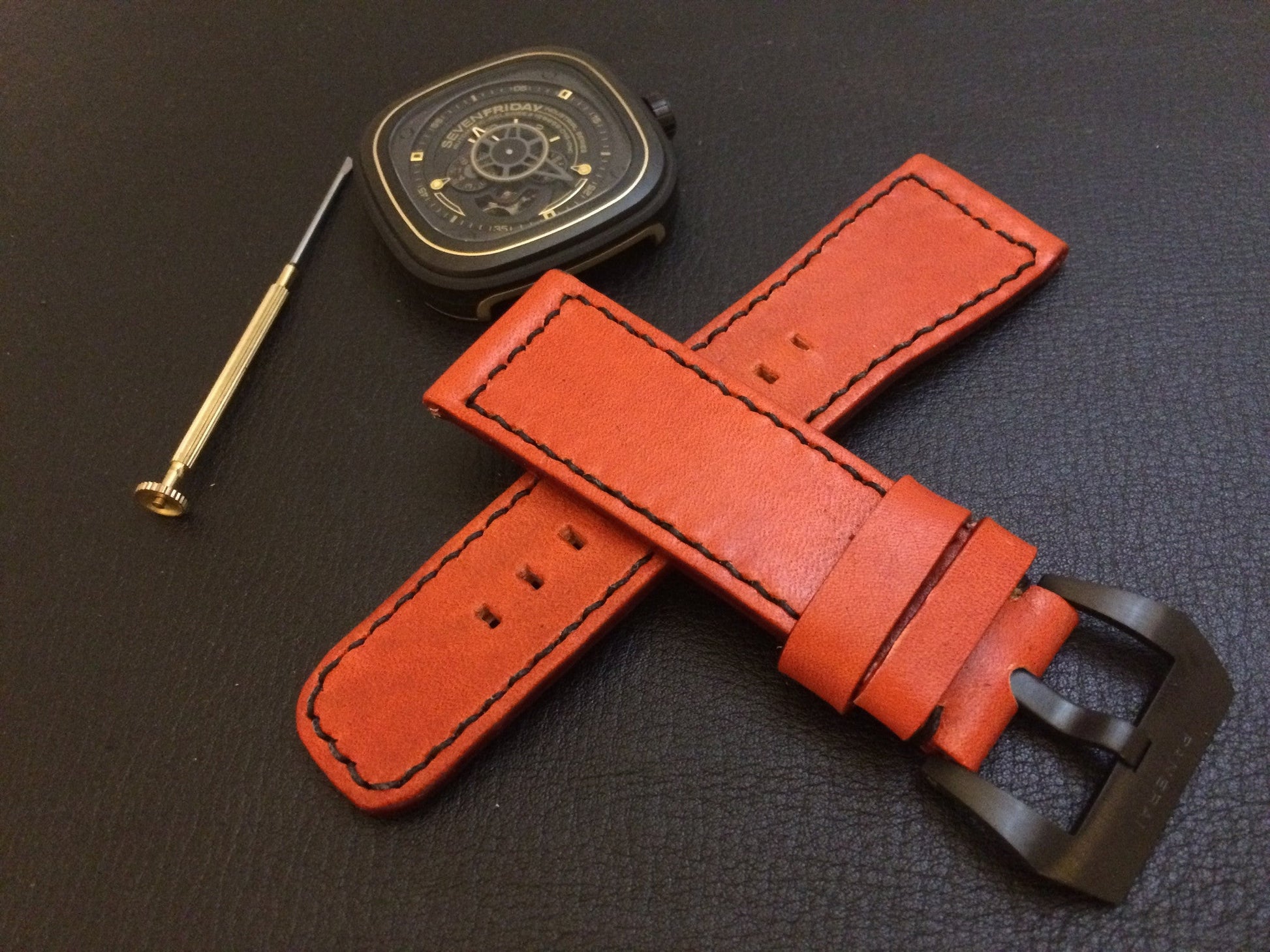 SevenFriday watch band, SevenFriday watch strap, 28mm Watch Strap, Orange Watch Strap Replacement - eternitizzz-straps-and-accessories