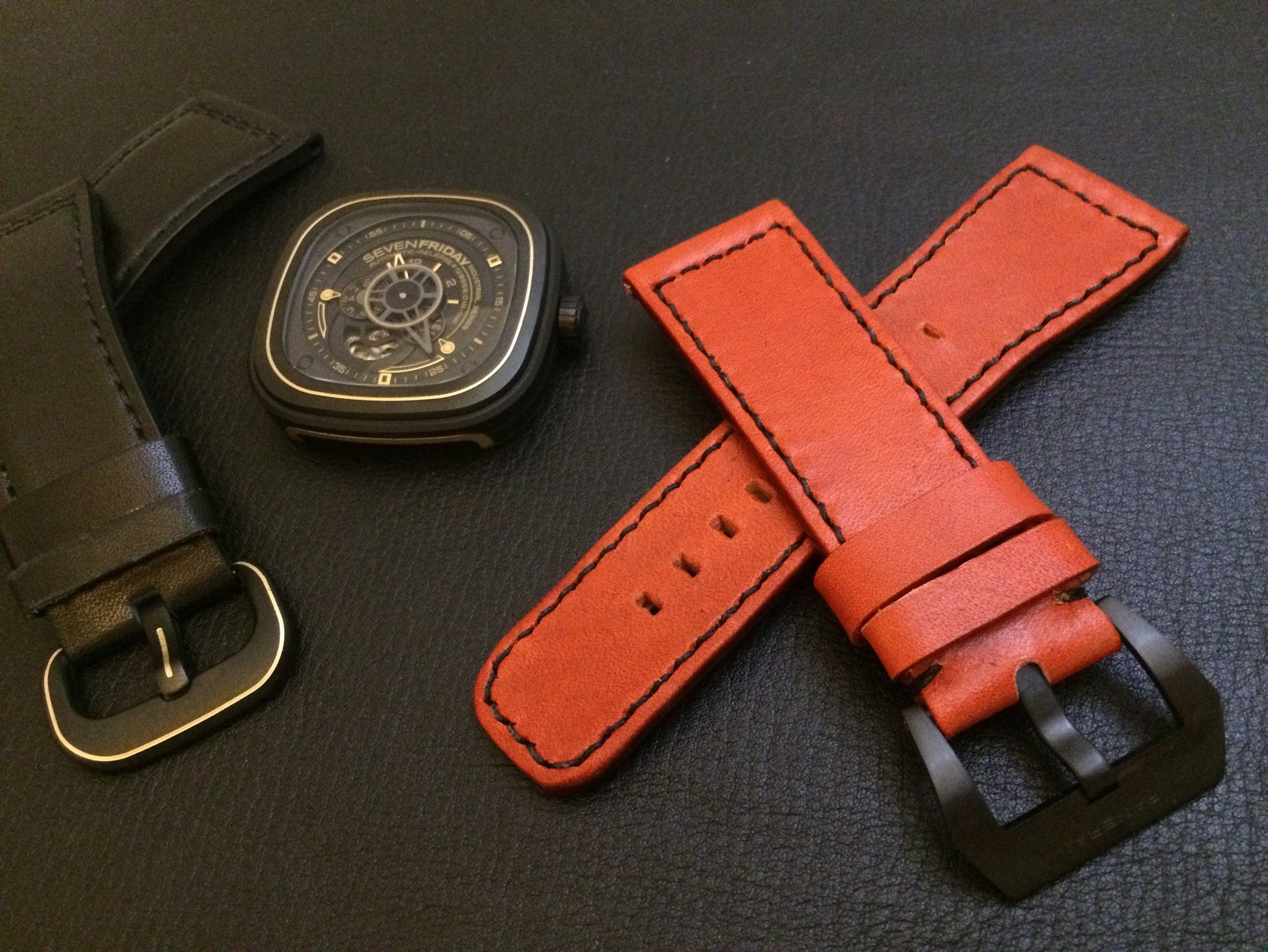 SevenFriday watch band, SevenFriday watch strap, 28mm Watch Strap, Orange Watch Strap Replacement - eternitizzz-straps-and-accessories