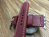 Apple Watch 44mm 40mm 38mm 42mm, Apple Watch Band, Brandy Red Leather Watch Strap, Series 1 2 3 4 - eternitizzz-straps-and-accessories