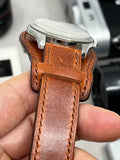 Vintage Brown Leather Watch Strap 19mm 20mm 21mm 22mm with Cuff base, Leather Bund Strap, Handmade Watch Band, Birthday or Anniversary Gift Ideas