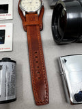 Vintage Brown Leather Watch Strap 19mm 20mm 21mm 22mm with Cuff base, Leather Bund Strap, Handmade Watch Band, Birthday or Anniversary Gift Ideas