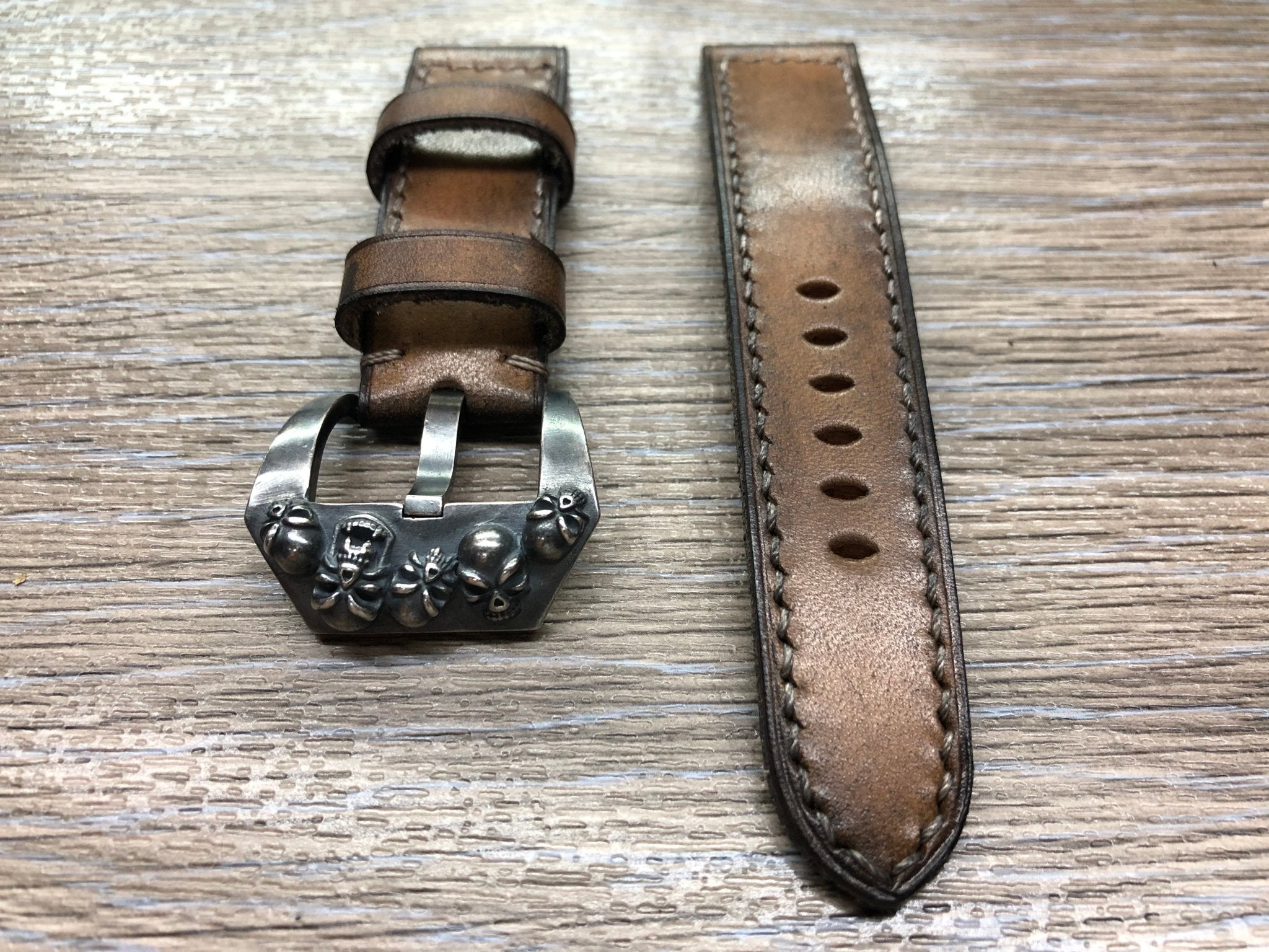 Retro Panerai Leather Watch Strap 24mm 26mm Vintage Brown Watch Strap
