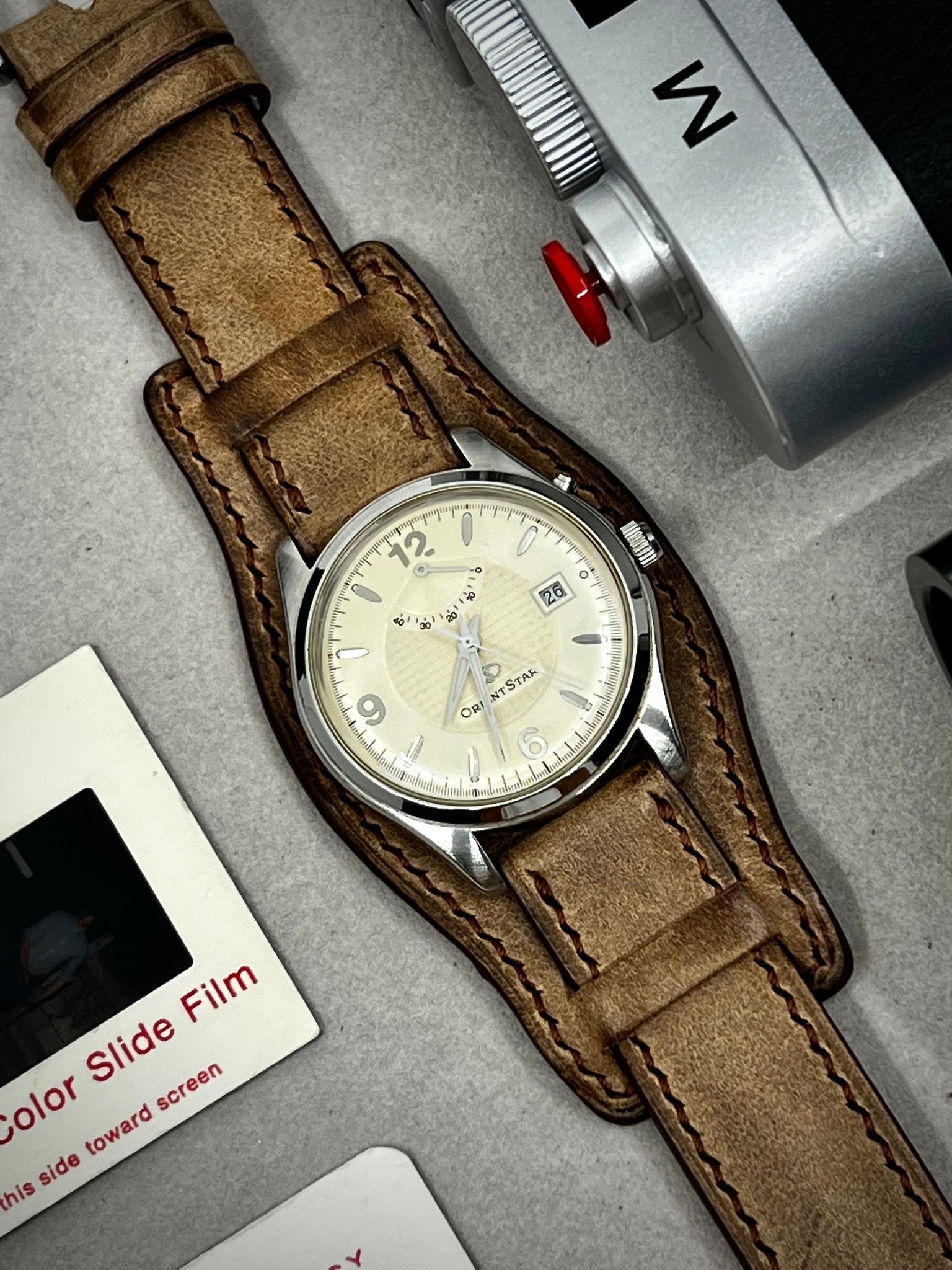Brown Leather Watch Strap 19mm 20mm Bund Style Wrist Watch Band