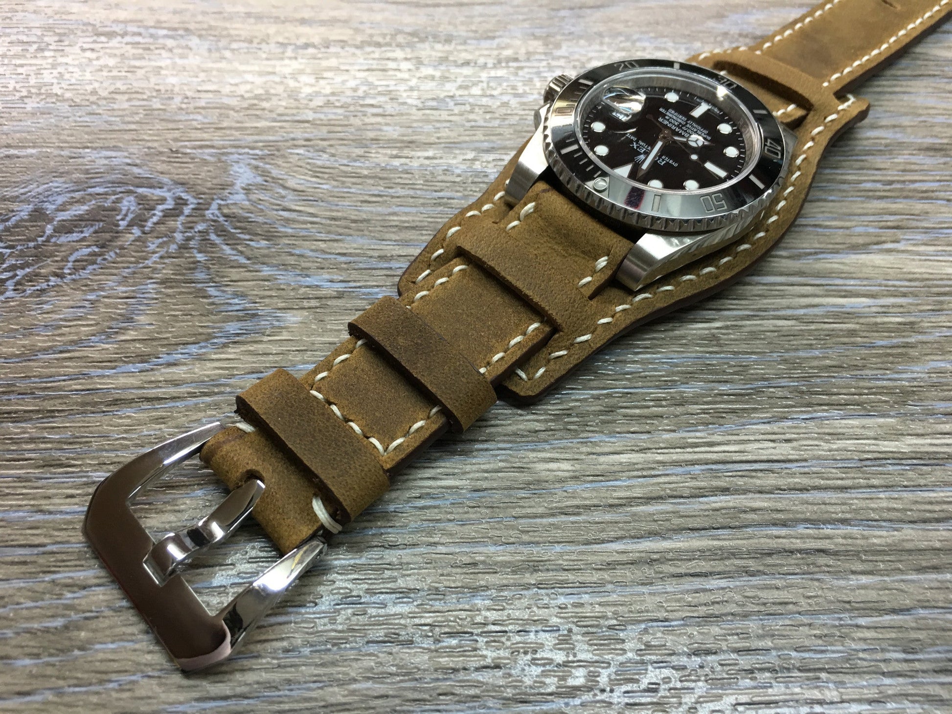 Leather Watch Strap, Rolex Watch Strap, Leather Watch Band, Full Bund Strap, 20mm Brown Watch Strap - eternitizzz-straps-and-accessories