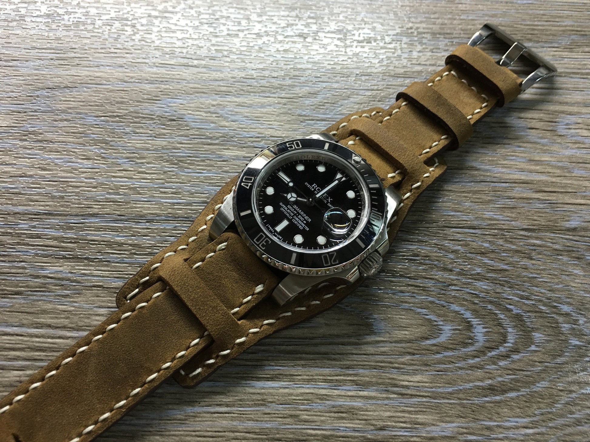 Leather Watch Strap, Rolex Watch Strap, Leather Watch Band, Full Bund Strap, 20mm Brown Watch Strap - eternitizzz-straps-and-accessories