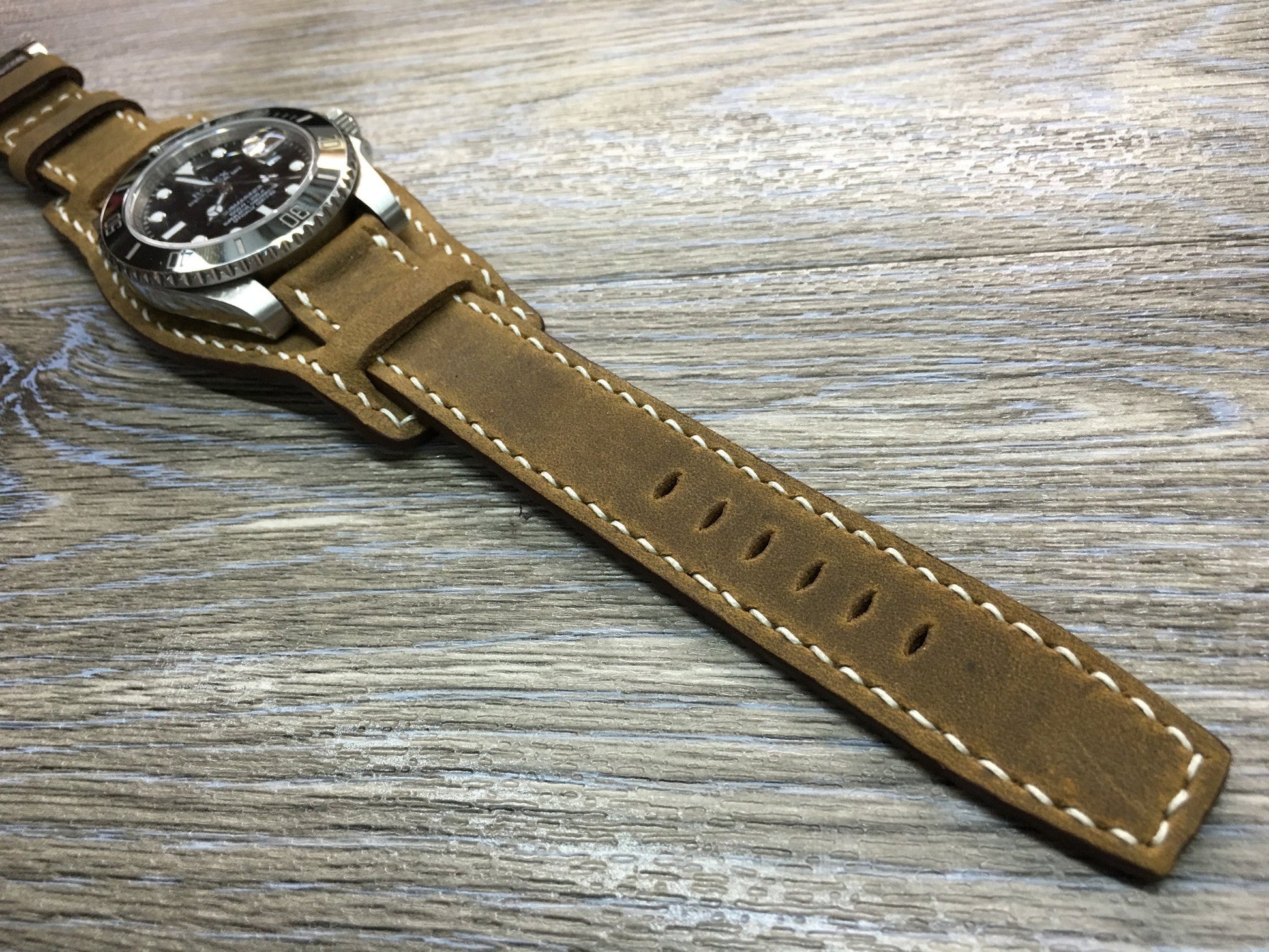 Leather Watch Strap, Rolex Watch Strap, Leather Watch Band, Full Bund Strap, 20mm Brown Watch Strap - eternitizzz-straps-and-accessories