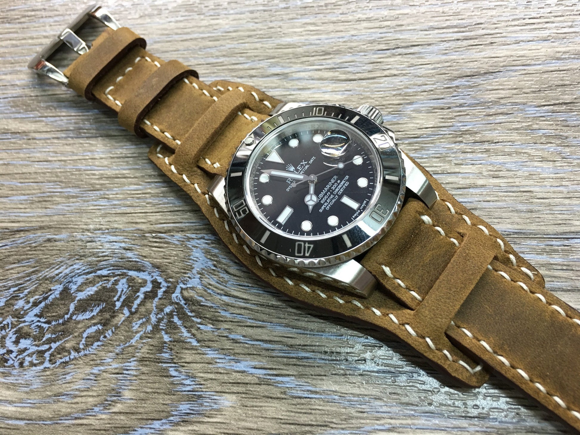 Leather Watch Strap, Rolex Watch Strap, Leather Watch Band, Full Bund Strap, 20mm Brown Watch Strap - eternitizzz-straps-and-accessories