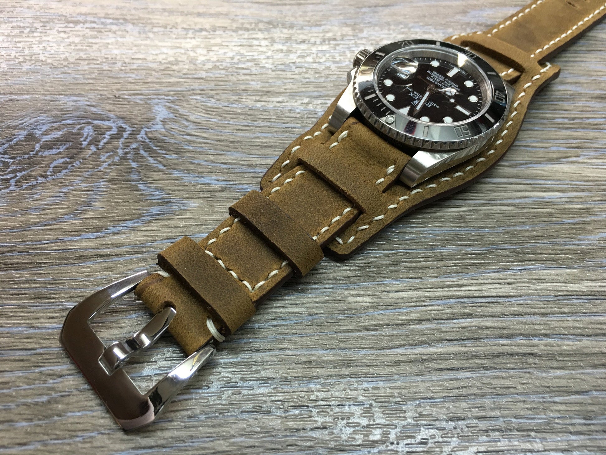 Leather Watch Strap, Rolex Watch Strap, Leather Watch Band, Full Bund Strap, 20mm Brown Watch Strap - eternitizzz-straps-and-accessories