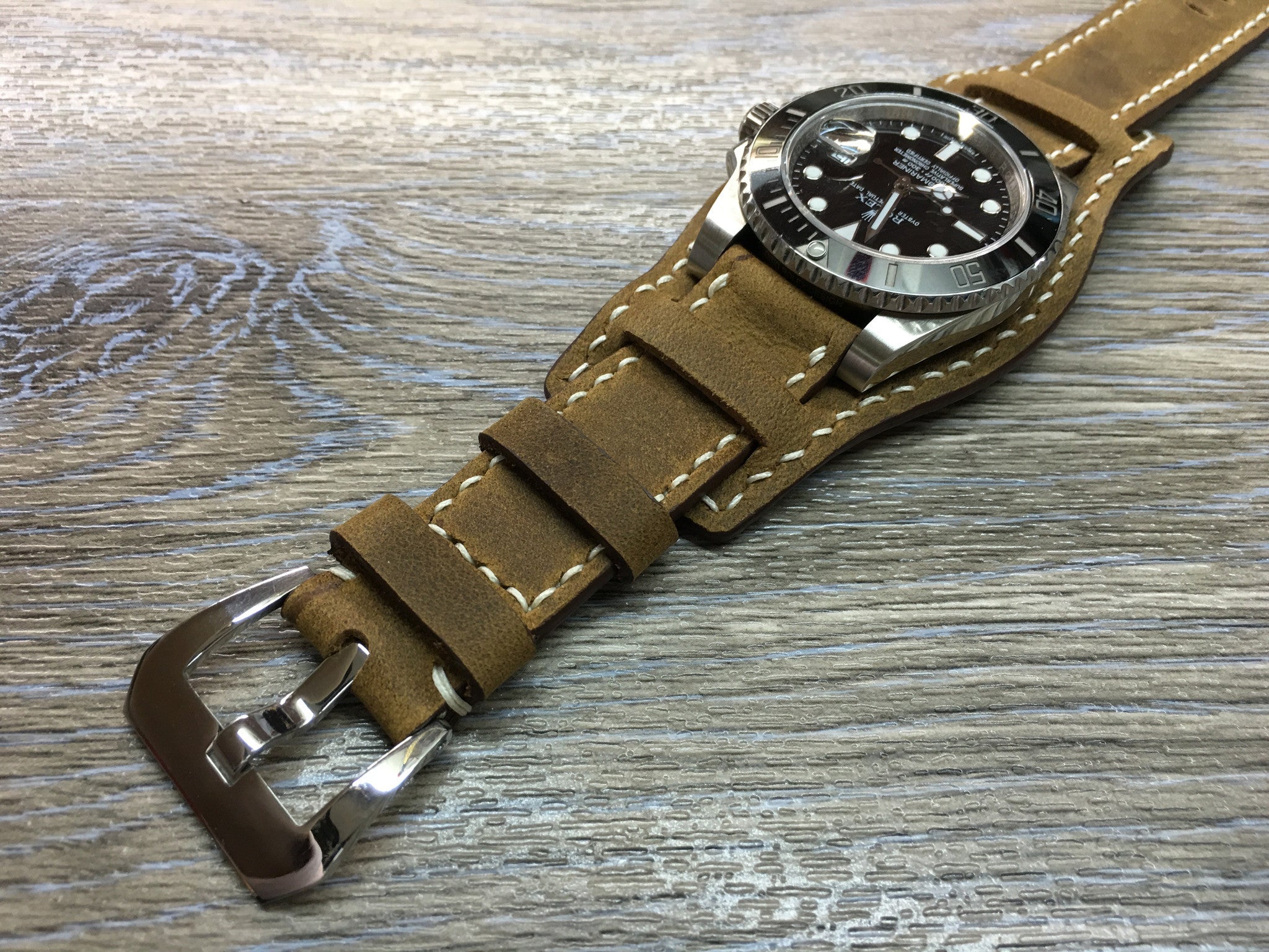 Leather Watch Strap, Rolex Watch Strap, Leather Watch Band, Full Bund Strap, 20mm Brown Watch Strap - eternitizzz-straps-and-accessories