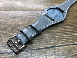 20mm Leather Watch Strap, Leather Bund Straps, Leather Watch Band for Rolex, Tudor Watches (Vintage Grey) - eternitizzz-straps-and-accessories