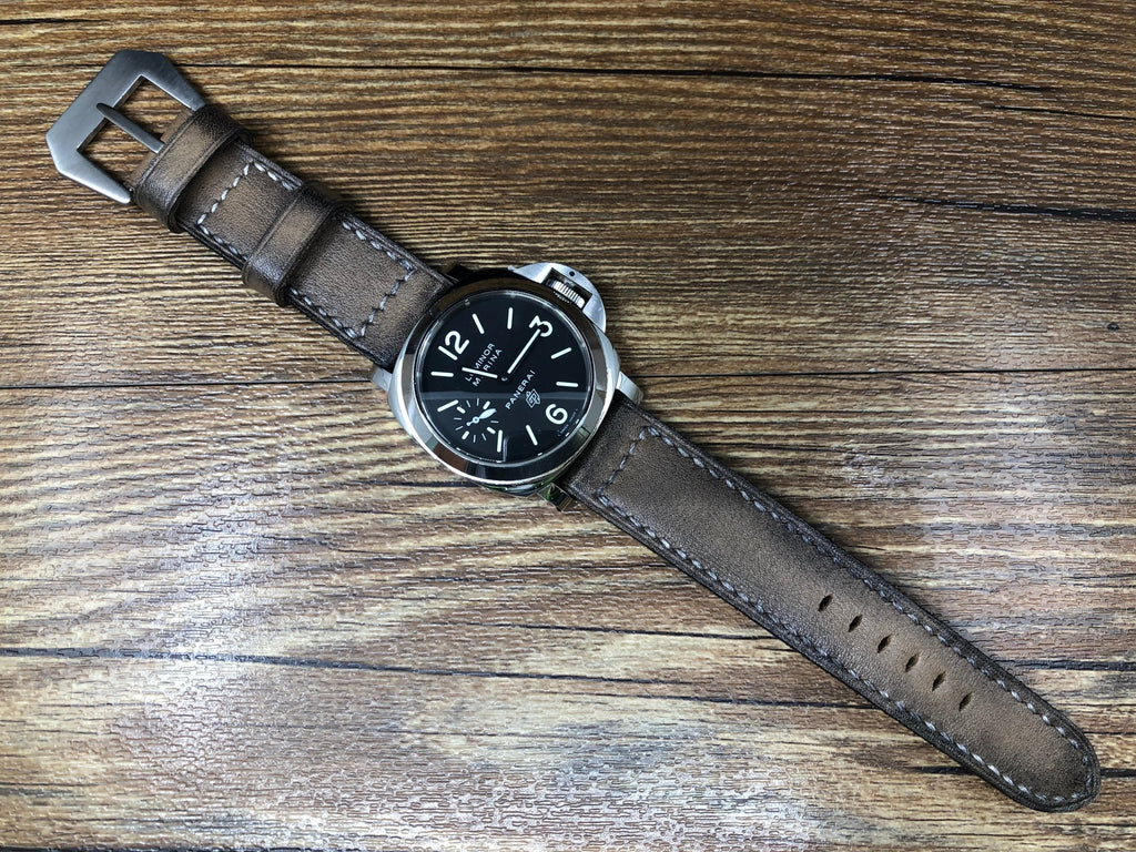 Leather Watch Strap, Panerai Watch Strap, Beige Leather Watch Band