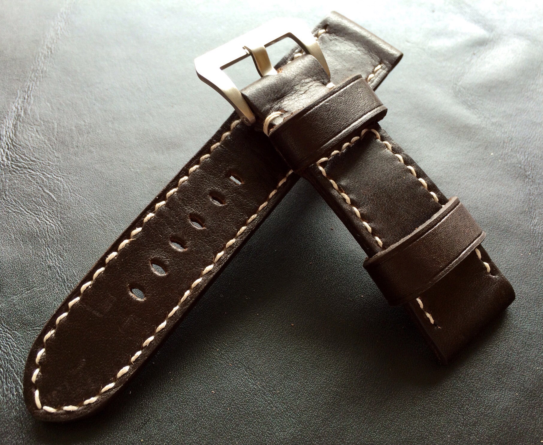 Leather Watch Strap, 24mm Panerai Watch Strap, Leather Watch strap 26mm, Brown Leather Watch Strap for Panerai - eternitizzz-straps-and-accessories