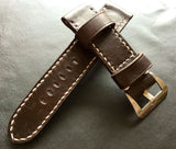 Leather Watch Strap, 24mm Panerai Watch Strap, Leather Watch strap 26mm, Brown Leather Watch Strap for Panerai - eternitizzz-straps-and-accessories