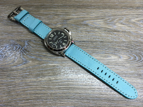 watch strap 24mm for Panerai, Leather Watch band, Wristwatch Band, Watch Accessories, Tiffany Blue watch strap, FREE SHIPPING