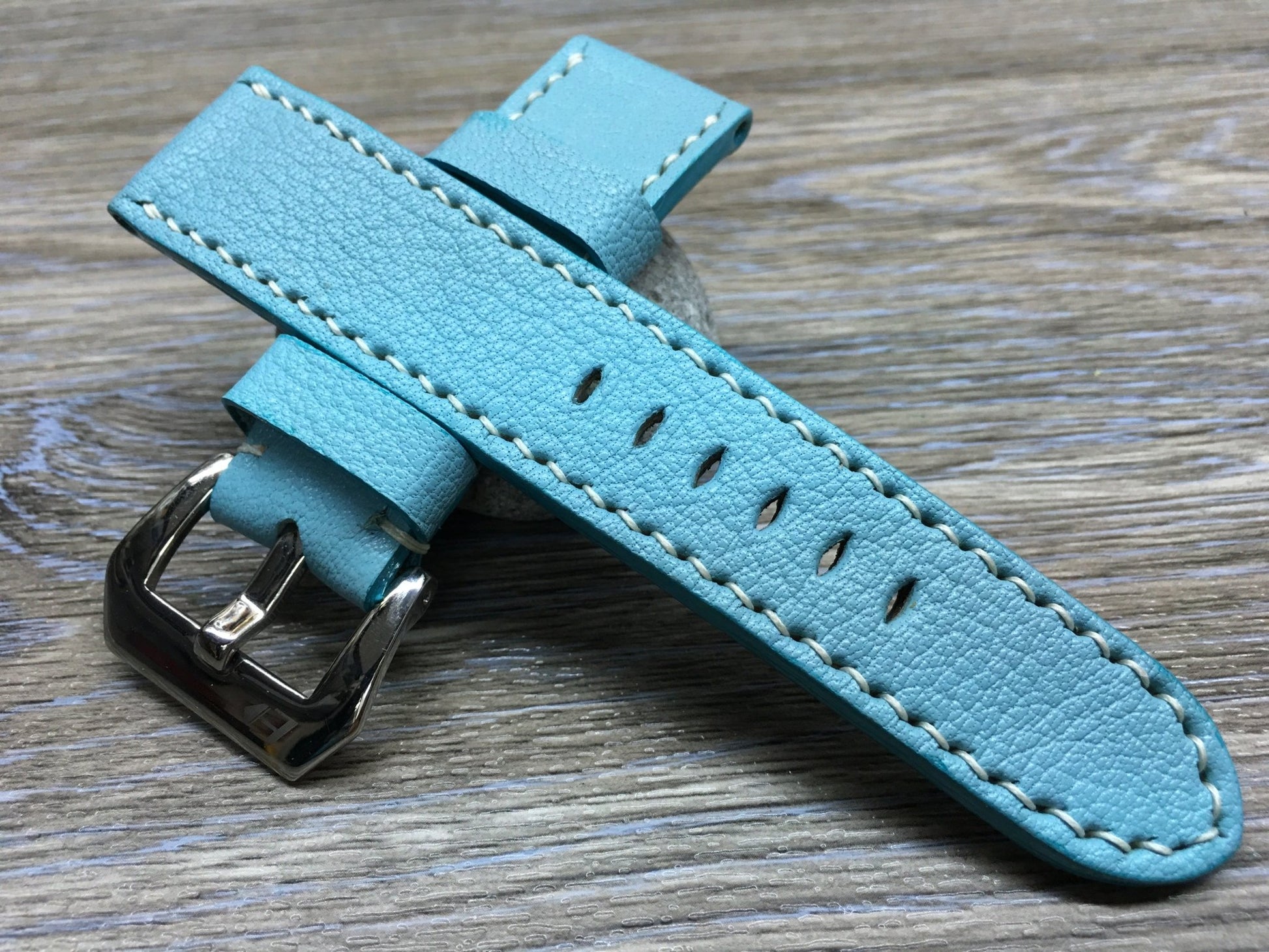 24mm watch strap for Panerai, Leather Watch band, Tiffany Blue watch strap, FREE SHIPPING - eternitizzz-straps-and-accessories